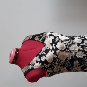 VTG Viyella Silk Blend Rose Print Beaded Ruffle Hem Sheer Dress